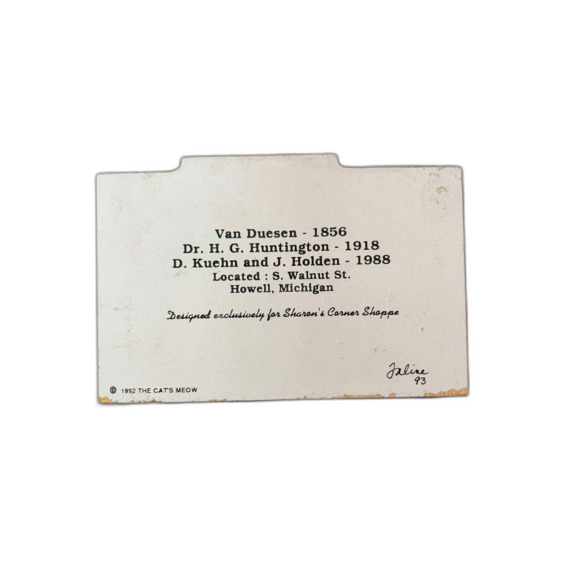 Cat's Meow Village Collectible Dr HG Huntington 1918 D Kuehn J Holden 1988 - Picture 2 of 2